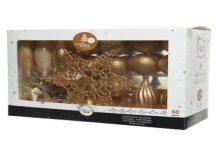 Set de boules de Noël incassables Decoris 59 boules assorties avec 1 pique doré clair/perle/caramel au beurre