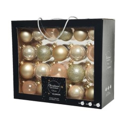 Set de boules de Noël Decoris 42 boules en verre assorties Ø 7cm Perle