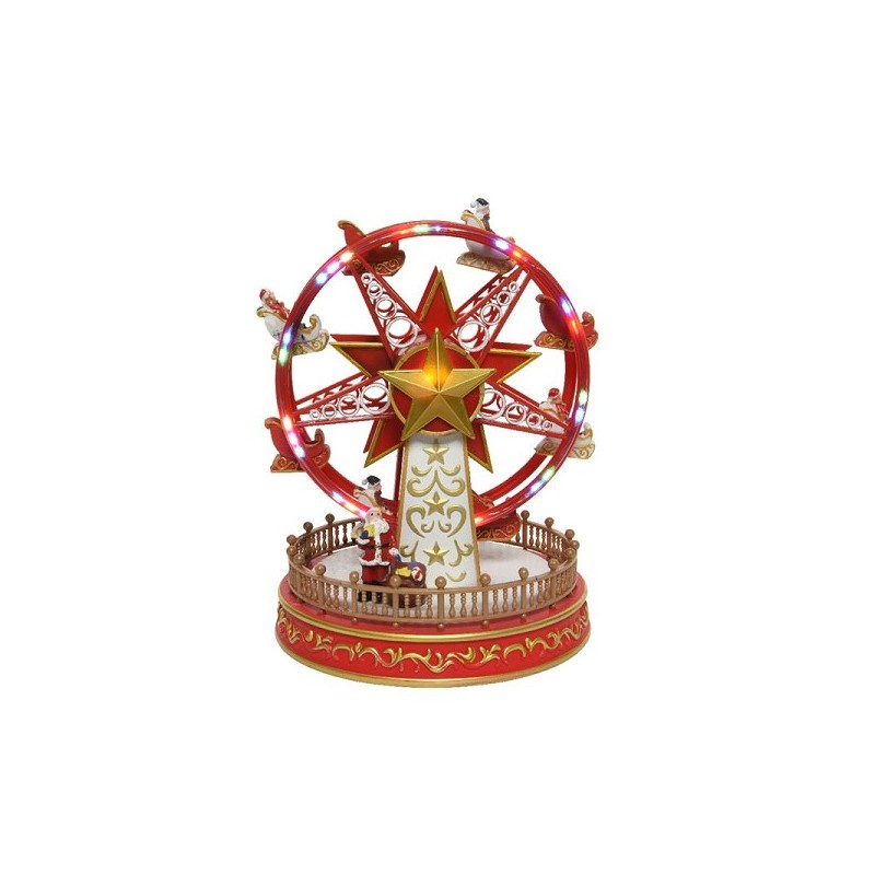 Grande roue Lumineo avec éclairage, musique et pièces mobiles 18x18x23,5 cm sur batterie