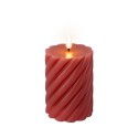 Lumineo Bougie LED tourbillon velours rose avec effet flamme --avec flamme vacillante- Ø7,5x12,5cm à piles avec minuterie