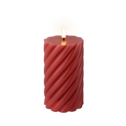 Bougie LED Lumineo tourbillon velours rose effet flamme--avec flamme vacillante- Ø7,5x15cm fonctionne sur pile avec minuterie