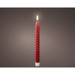 Lumineo LED set de bougies de table tourbillon velours rose blanc avec effet flamme --avec flamme vacillante- Ø2x24,5cm fonction