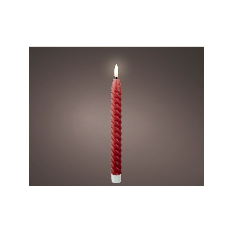 Lumineo LED set de bougies de table tourbillon velours rose blanc avec effet flamme --avec flamme vacillante- Ø2x24,5cm fonction