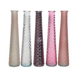 Decoris gerecycled glas Ø5x32cm 5 assorti roze tinten