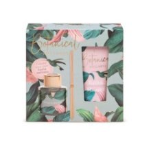 Coffret cadeau bain botanique gel douche 120 ml + coffret parfum avec sticks