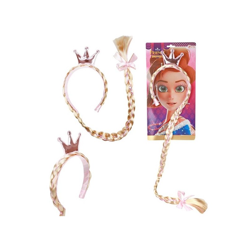 Toi Toys Princess Friends diadeem met lange vlecht +kroontje