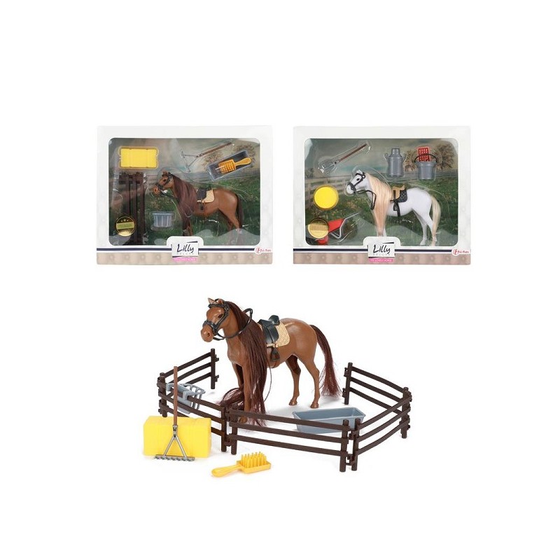 Toi Toys Lilly verzorg je paard set met accessoires 28,5x22,5cm