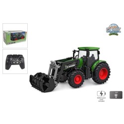Kids Globe RC tractor 2.4GHZ met licht en frontlader 27cm groen