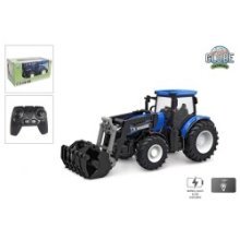 Tracteur Kids Globe RC 2,4GHZ léger et chargeur frontal 27cm bleu avec télécommande