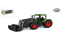 Kids Globe tractor freewheel met frontlader 27cm groen