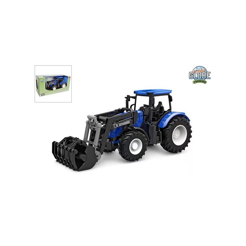 Kids Globe tracteur roue libre avec chargeur frontal 27cm bleu