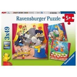 Ravensburger puzzle Animaux sur scène 3x49 pièces