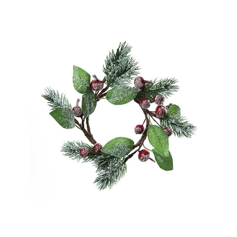 Couronne de Noël ou anneau de bougie Red Berry Snow Ø18cm