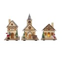 Maison ou église de Noël en bois LED 25cm