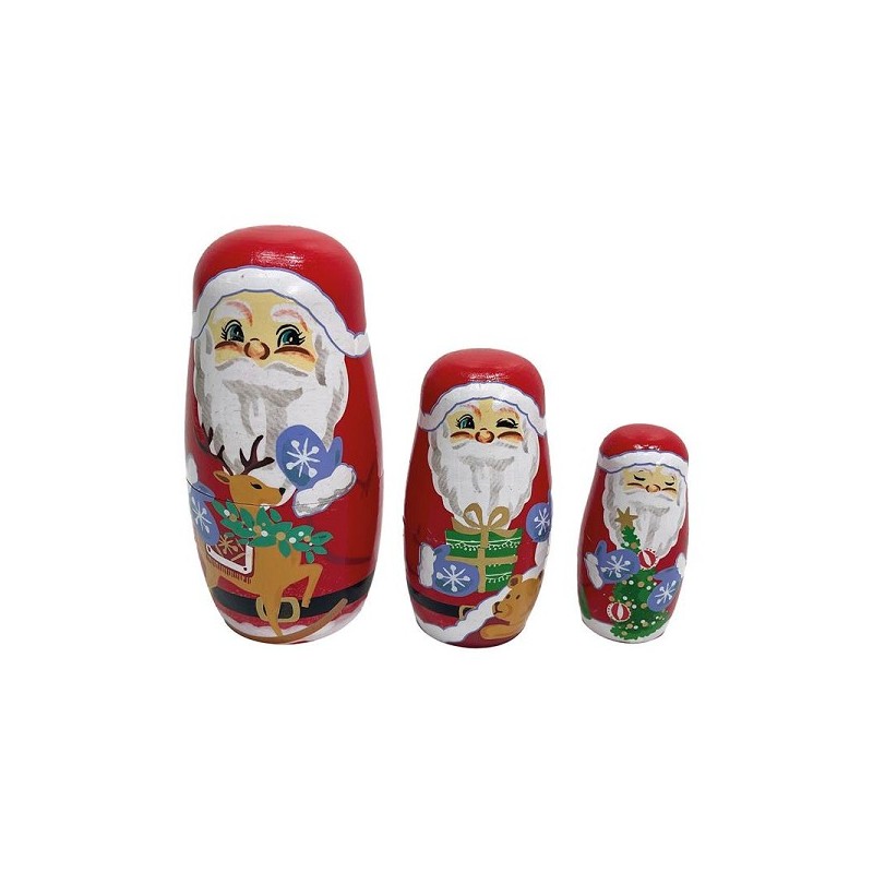 Matryoshka poppetjes kerstman set a 3 stuks 11cm