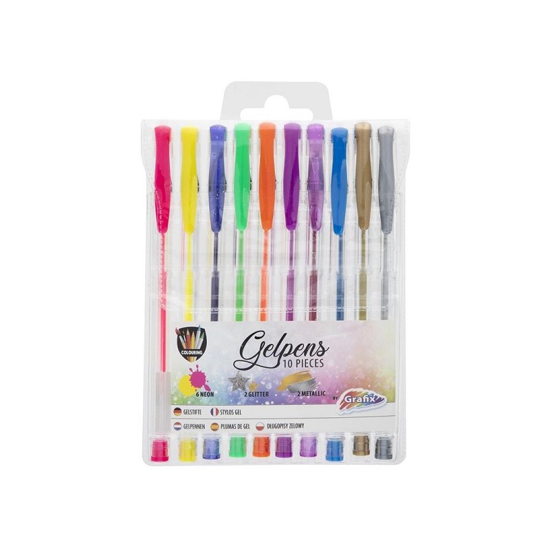 Grafix Lot de 10 stylos gel en étui