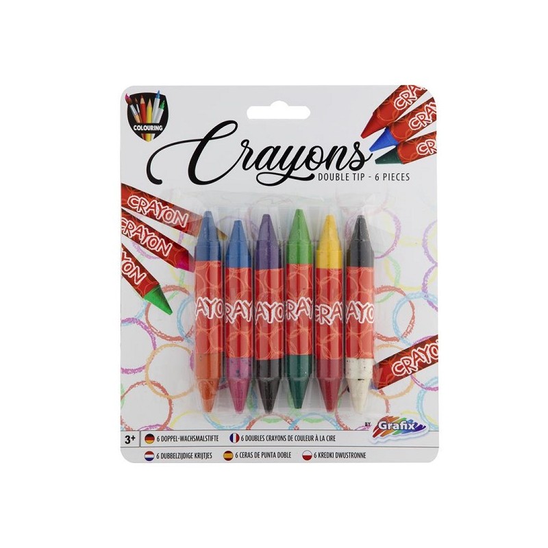 Grafix Lot de 6 crayons de cire à double pointe