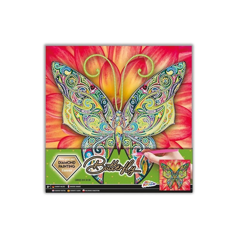 Grafix Diamond Painting sur toile papillon 30x30cm