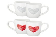 Mug coeur gris ou rouge 350ml 8xh10cm