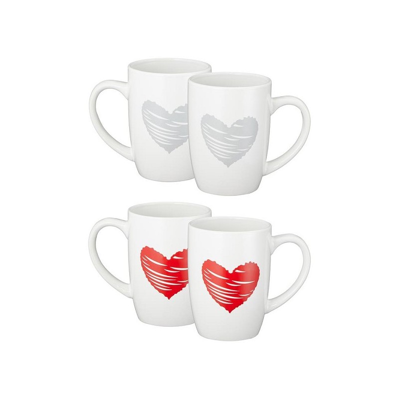 Mug coeur gris ou rouge 350ml 8xh10cm