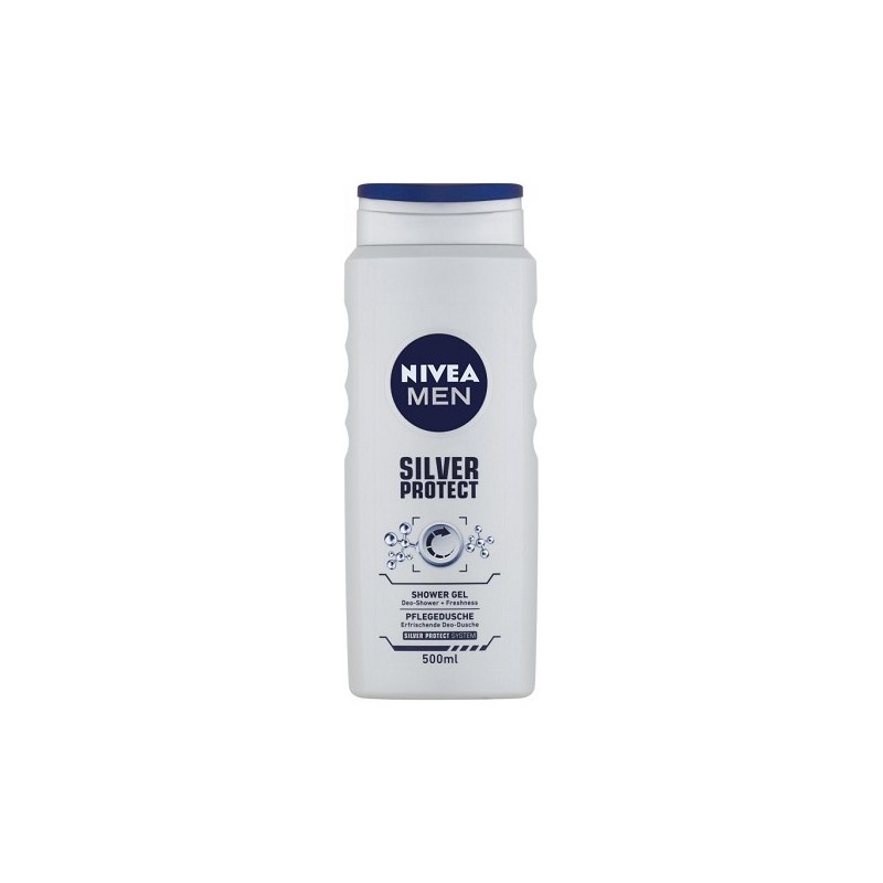 Nivea Gel Douche 500 ml 3en1 Pour Homme Silver Protect