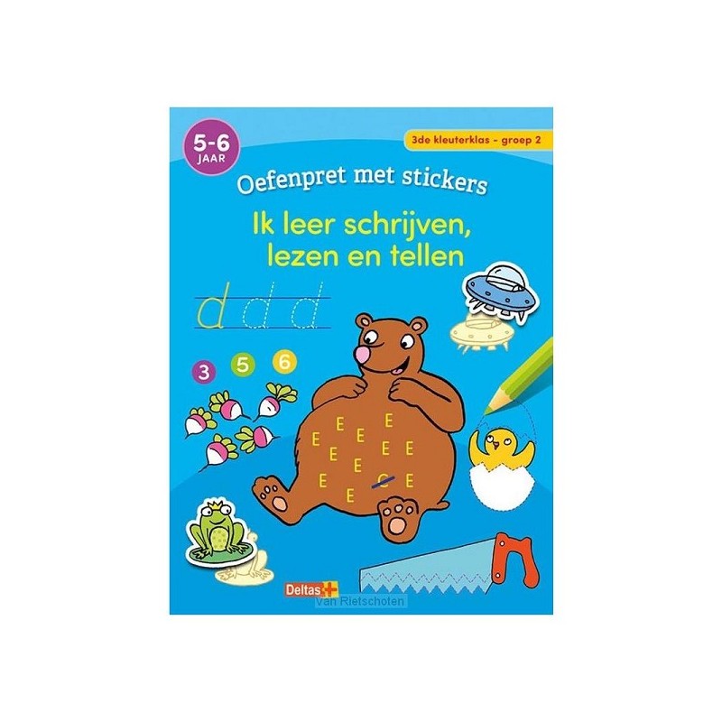 Deltas Oefenpret met stickers - Ik leer schrijven, lezen en tellen (5-6 j.)