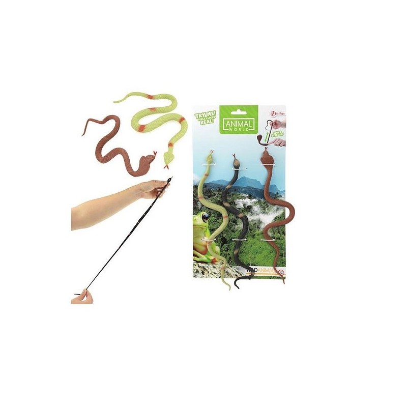 Toi Toys 3 Serpents super extensibles sur carte 27cm