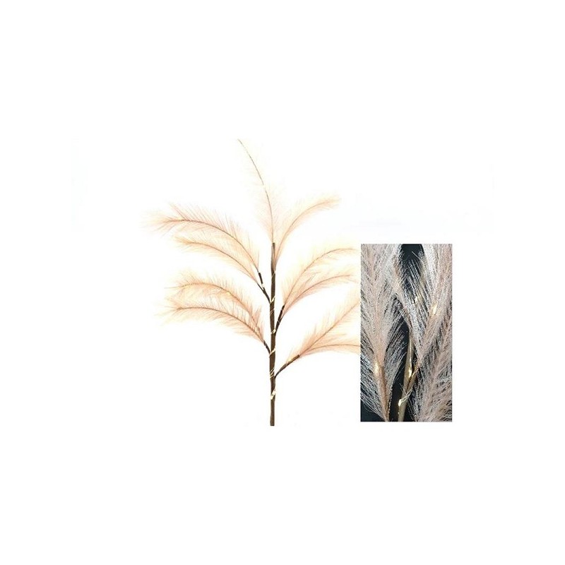 HBX natural living Branche d'herbe Plume avec éclairage LED 72cm Rose