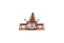 Theelichthouder Forest Silva metaal 20x7xh19cm Rusty met hert en kerstboom