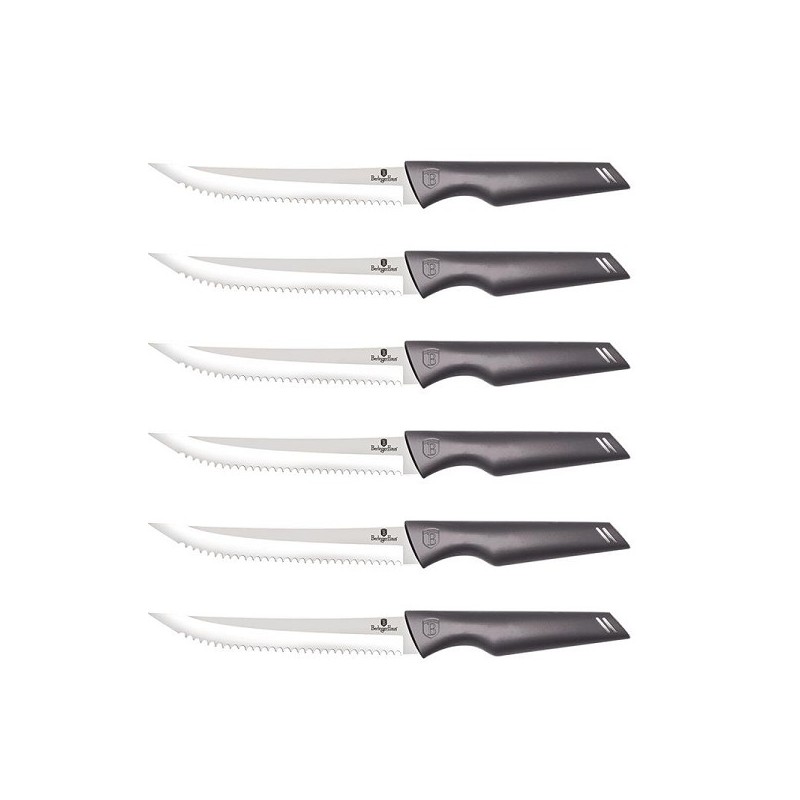 BerlingerHaus Set de couteaux à steak 6 pièces Ligne métallique Édition Carbon Pro