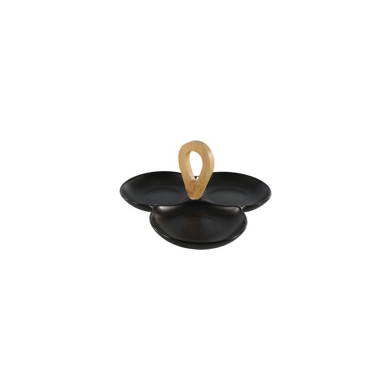 Plat de service 3 compartiments noir 24x23x3cm