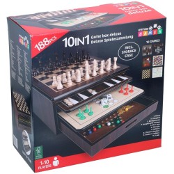 Coffret de jeu luxe bois 10-en-1 32,5x32,5x15cm