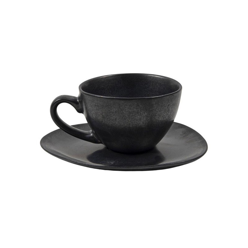 Tasse Ø10cm & soucoupe Manhattan 17,3x15cm ovale boîte de 6 pièces anthracite