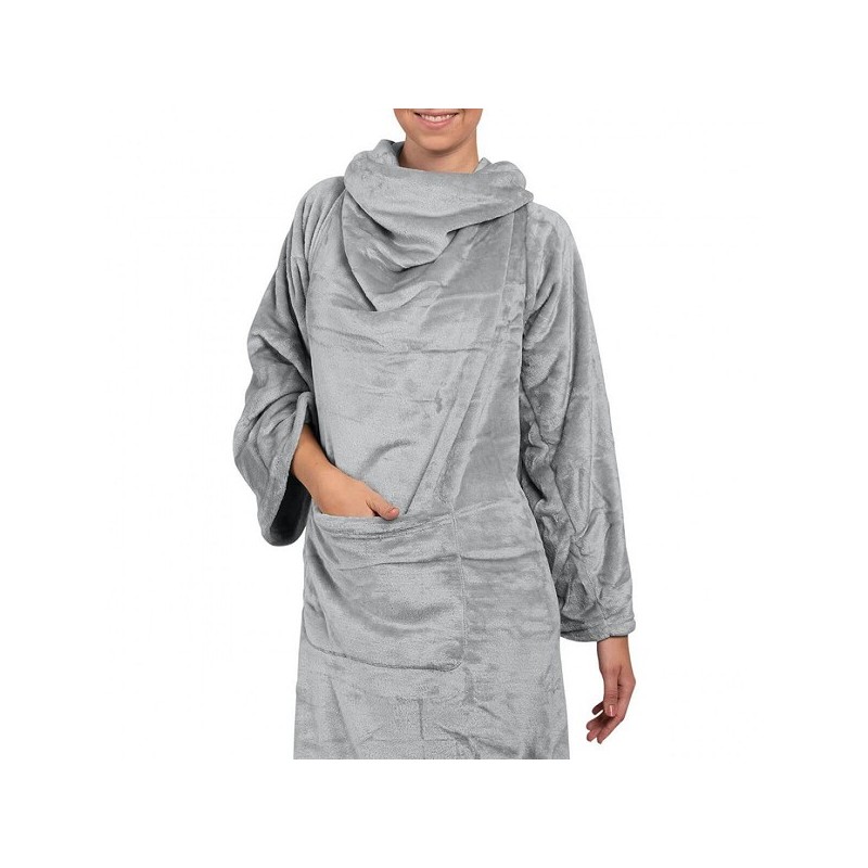Snuggie deken met mouwen en zak 135x172cm grijs