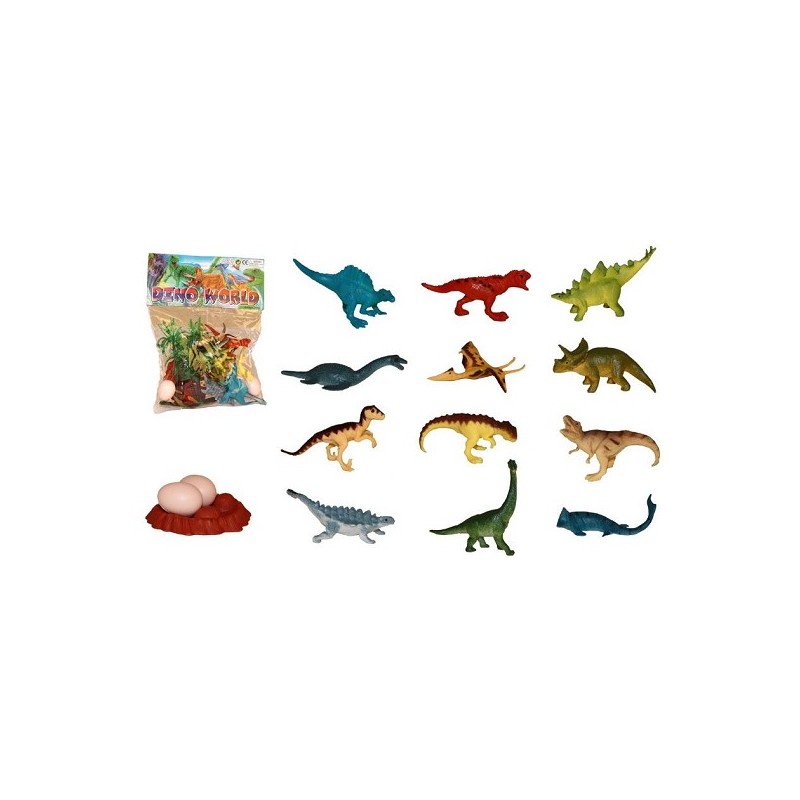 Dinos avec accessoires en sachet 17 pièces 23x19x6cm