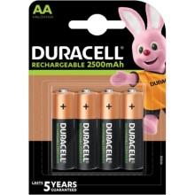 Duracell OPLAADBARE batterijen AA DX1500/HR6  2500 mAH 1,2 Volt precharged
Doos a 10 blisters a 4 stuks