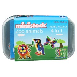 Ministeck Animaux du zoo 4-en-1 dans une boîte en plastique 500 pièces