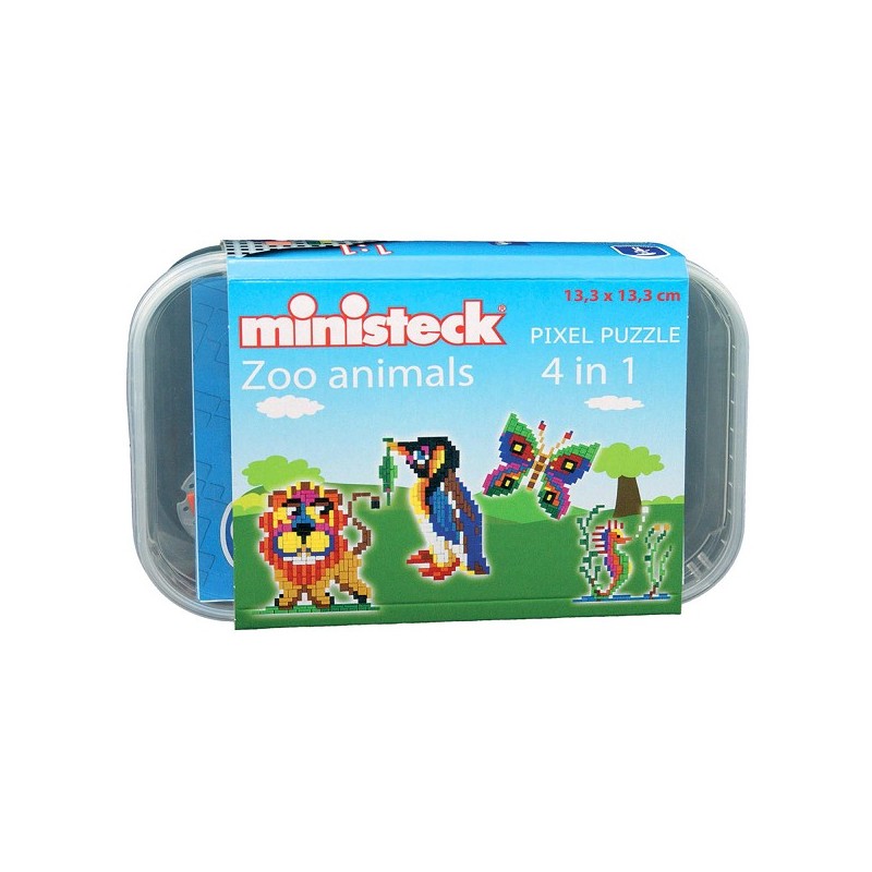 Ministeck Dierentuin dieren 4-in-1 in kunststof box 500-delig