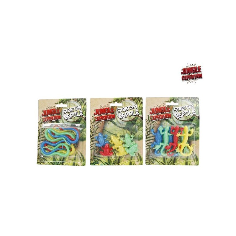 Jungle Expedition stretch reptielen 10cm 6 stuks op kaart