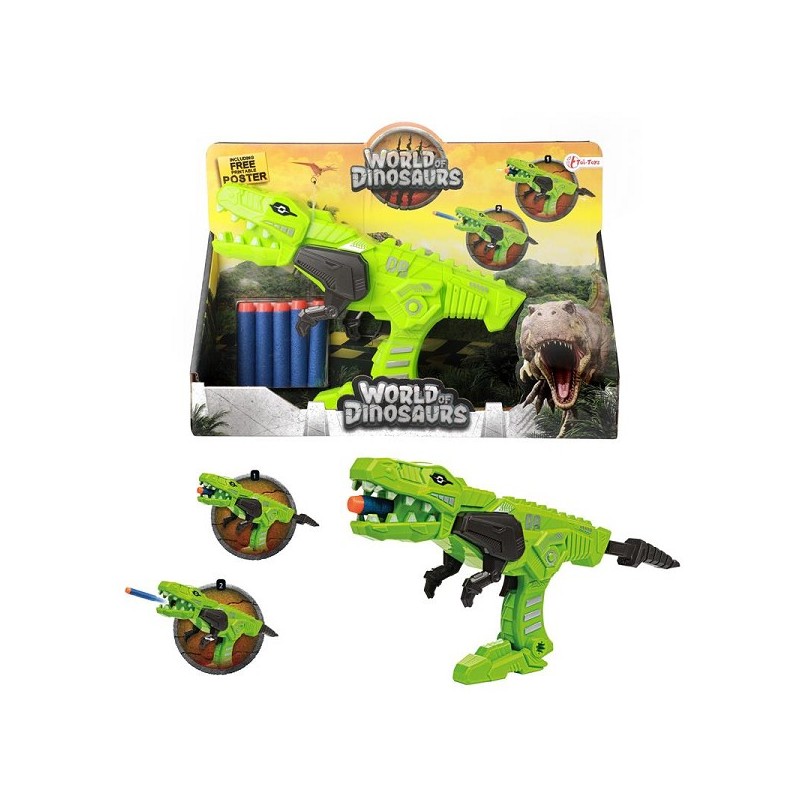 Pistolet Dino Toi Toys World of Dinosaurs avec 5 flèches en mousse