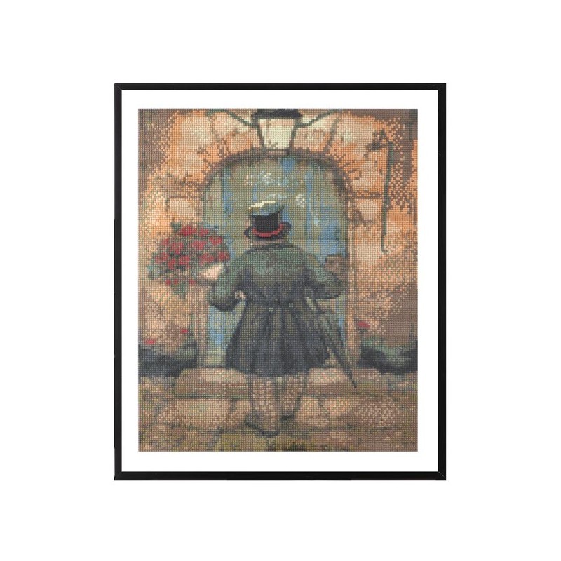 Grafix Diamond painting Anton Pieck - Man met rozen 40x50cm