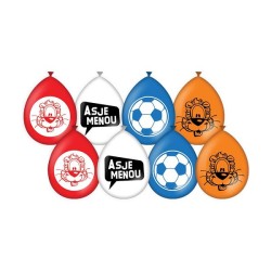Loeki - Ballons de fête rouge blanc bleu orange sachet de 8 pièces