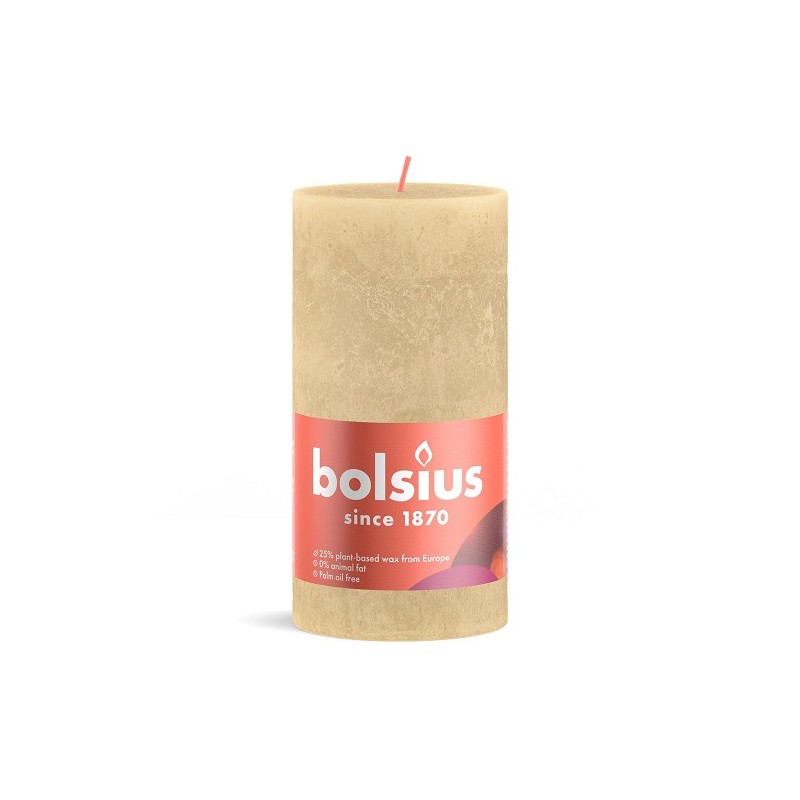 Bougie Pilier Bolsius 100/50 Beige Avoine Rustique - Beige Avoine