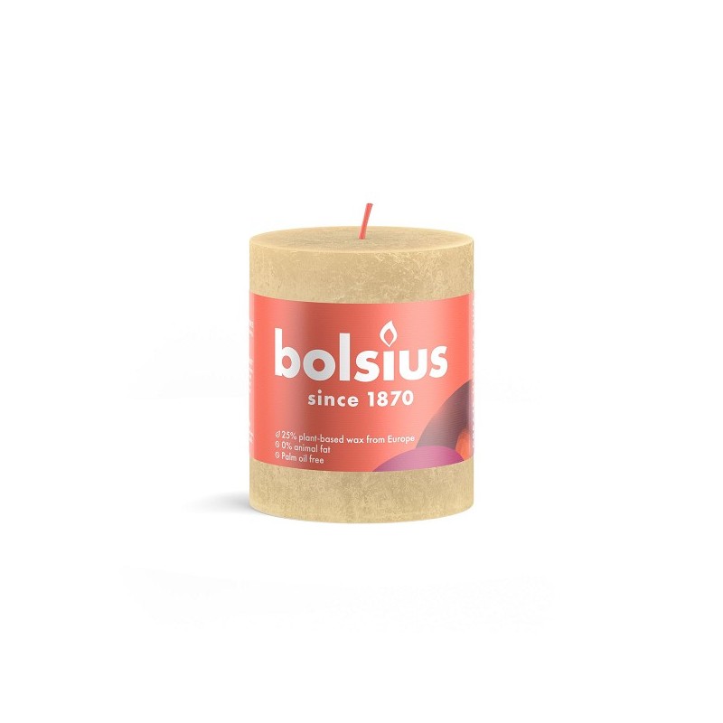 Bougie Pilier Bolsius 80/68 Beige Avoine Rustique - Beige Avoine