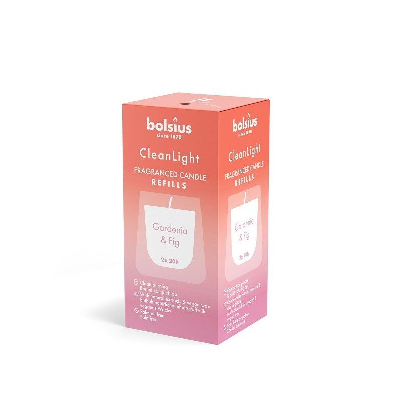 Bolsius Clean Light Geurnavulling 20u Gardenia & Fig doosje a 2 stuks