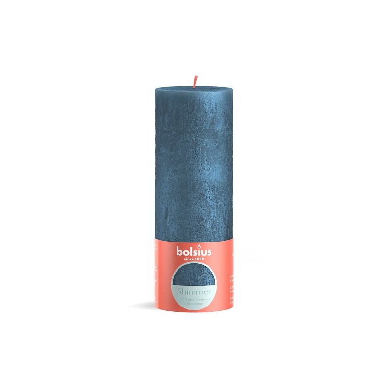 Bolsius Stompkaars 190/68 Shimmer Rustiek Blue- Glanzend Blauw