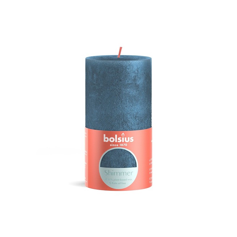 Bolsius Stompkaars 130/68 Shimmer Rustiek Blue- Glanzend Blauw