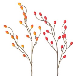 Branche d'églantier Boltze Home Deco environ 60 cm Disponible en Orange ou Rouge