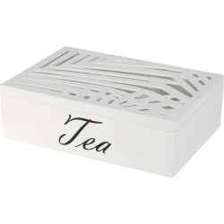 Boîte à thé bois 24x16,5x7cm blanc