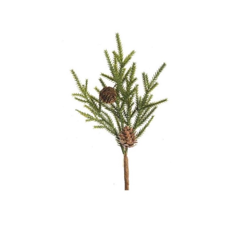 Decoris Branche de pin décorative avec pommes de pin 24 cm